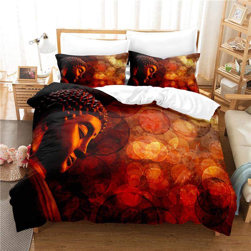 Buddha Duvet Cover Set Queen Size Single Double Bed 220x240cm Twin King Full Bedding Sets Quilt Case Linens 3D HD Pillowcase