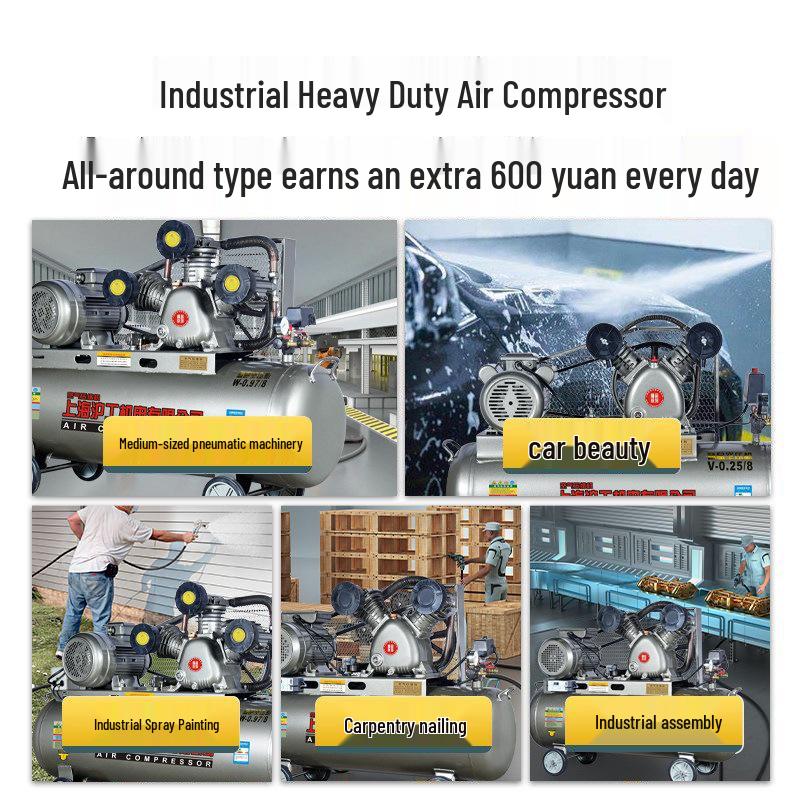 Industrial-Grade Belt Driven Air Compressor 220V, High-Pressure Piston Inflator Pump