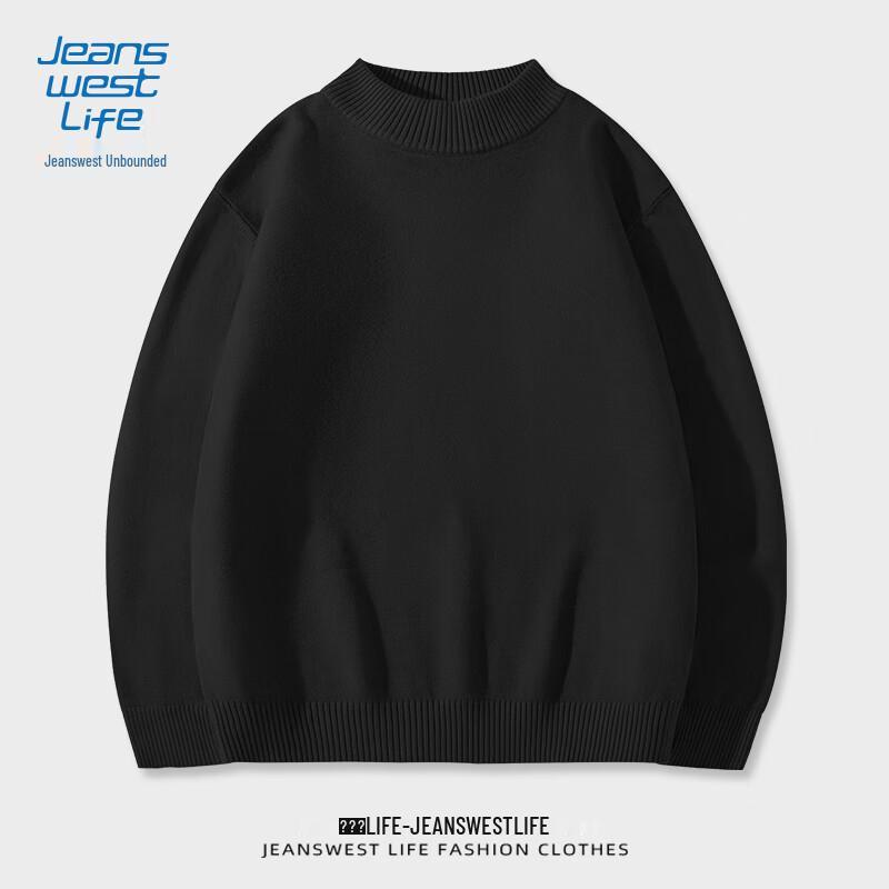 JEANSWEST LIFE Men's Semi-High Neck Knit Sweater
