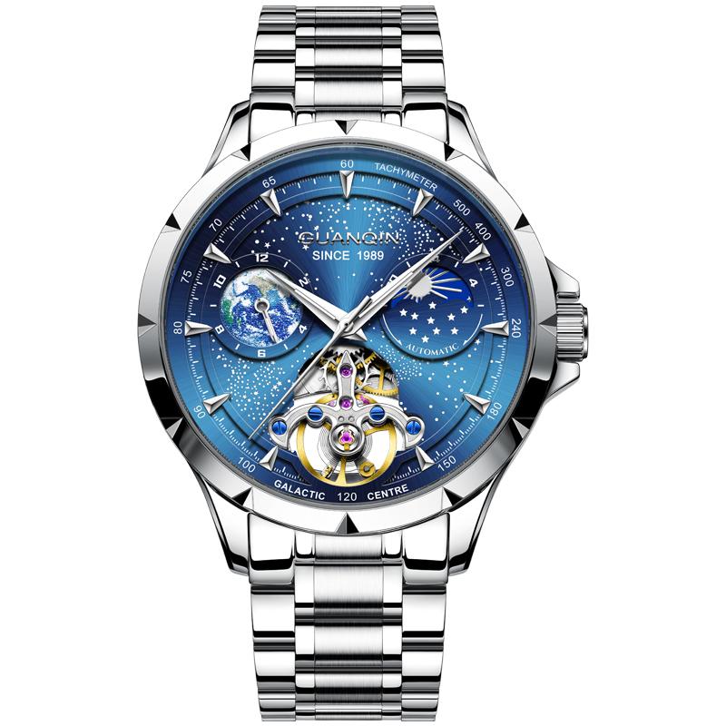 GUANQIN Men's Watches Classic Fashion Luminous Starry Sky Dial Original Brand Automatic Mechanical Wristwatch for Man Waterproof