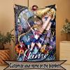 Custom Name Personalized Sailor Moon Print Blanket, Home Decor, Bedroom, Sofa, Camping, Couch, Gifts for Birthday Christmas