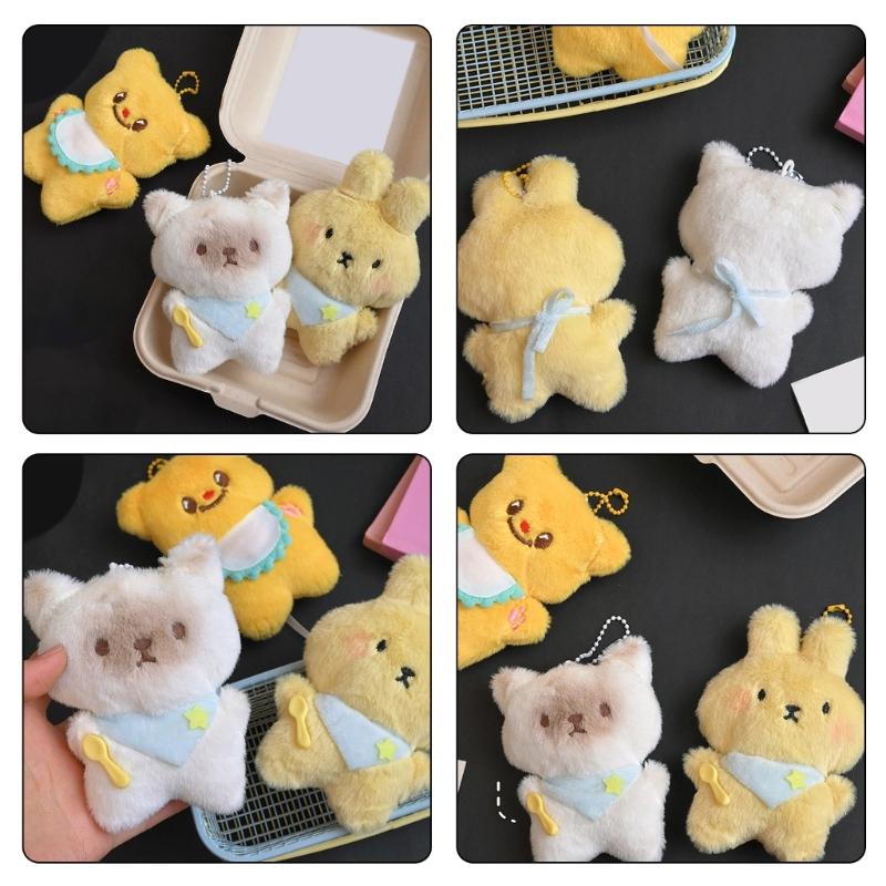 Cute Cats/Rabbit/Bear Keychain Plush Keychain Accessories for Backpacks,Bags,Purse,Phone,Car Keyring New Year Gifts