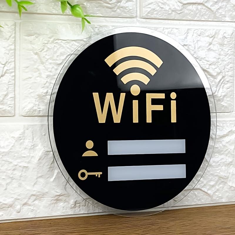 Знак с паролем WiFi, Самоклеящийся, Прочный и водостойкий, Черный акриловый знак WiFi, Подходит для гостиных и офисов
