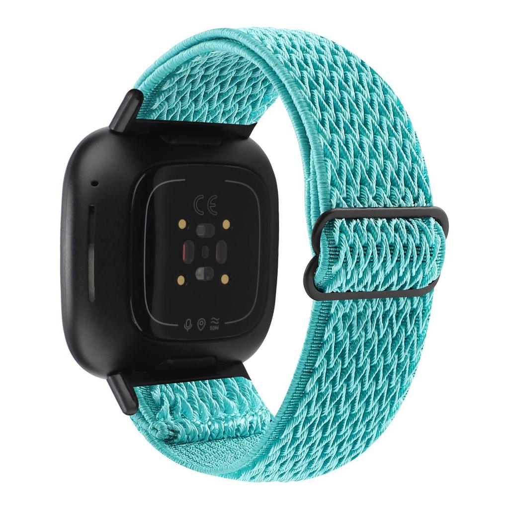 Для Fitbit Versa 4/Sense 2 Эластичный нейлоновый ремешок для часов Волнистый узор Эластичный плетеный сменный ремешок