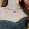 Simple Pearl Beaded Necklace Fashion Choker Necklace Geometric Clavicle Chain  Party