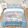 3 шт. Киннаморолл, Sanrio Дышащий полиэстеровый комплект постельного белья, Мягкое пододеяльник и 2 наволочки, Подходит для всех сезонов, 082611b