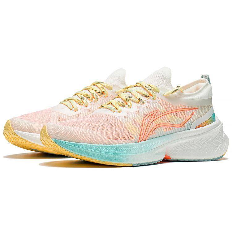 Кроссовки для бега Li Ning Feidian Discovery One-Piece Woven High Rebound для женщин, кроссовки для бега, оранжевые, белые, синие, ARMS008-5