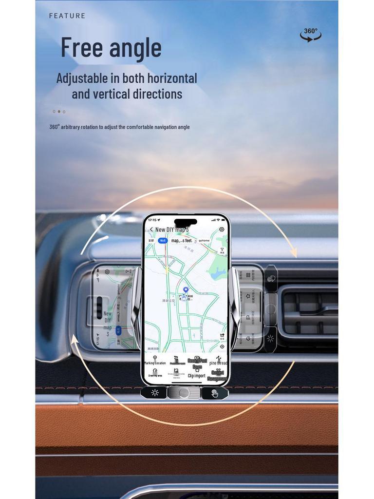 Q88 Magic Clip: Беспроводной автомобильный держатель для телефона 15 Вт со съемным магнитным зарядным устройством и поддержкой навигации