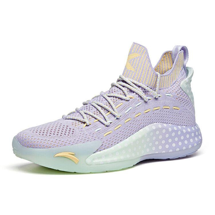 Anta KT5 Удобные амортизирующие нескользящие износостойкие баскетбольные кроссовки средней высоты мужские кроссовки фиолетовые 112021102-7