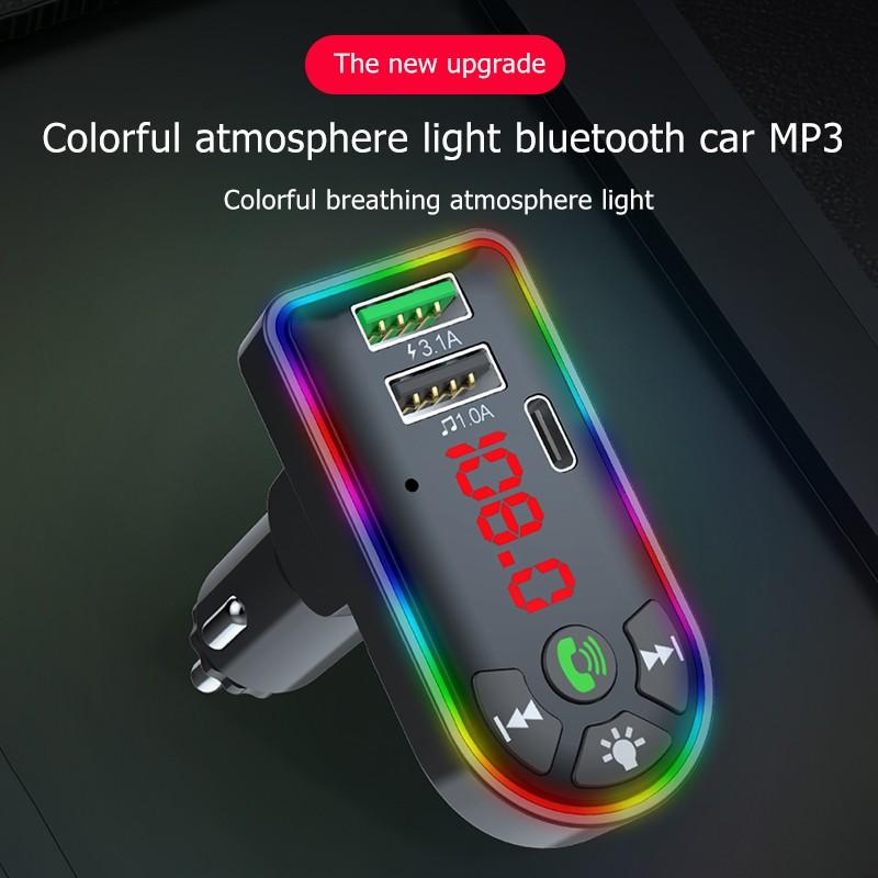 Новый красочный автомобильный FM-передатчик USB + Type-C 5V 3.1A FM-передатчик Bluetooth 5.0 Автомобильный MP3-плеер Беспроводной автомобильный комплект громкой связи U Disk/TF Музыкальный плеер