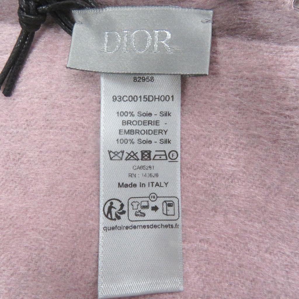 Безупречный Шарф DIOR Вышивка логотипа CD бахрома Розово-фиолетовый шелк мужской 93C0015DH001 Б/у