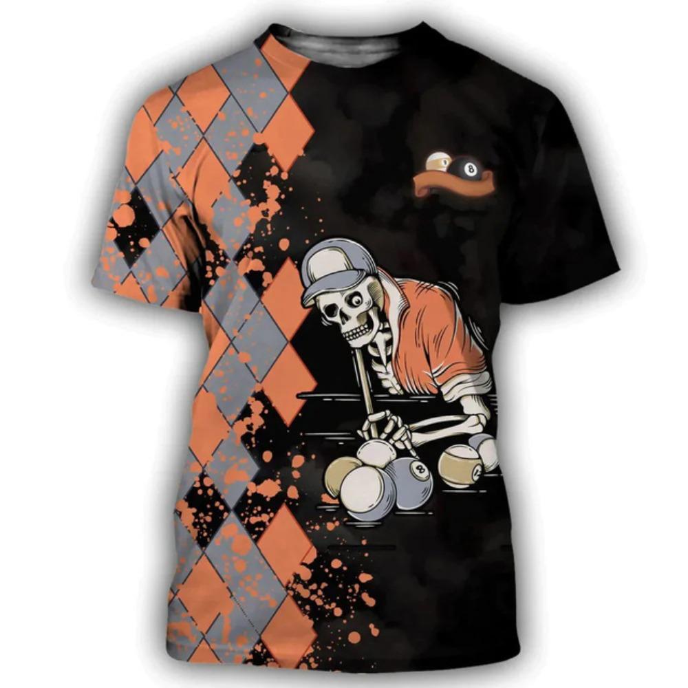 Летняя мужская футболка «Бильярд № 8», черный шар с 3d принтом, высококачественная мужская верхняя праздничная повседневная одежда, повседневная уличная одежда с коротким рукавом