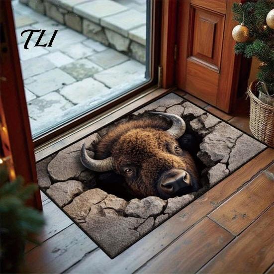 Soft Rectangular Living Room Carpets 3D Illusion Entrance Rug, Absorbent Non-Slip Floor Mat, Realistic Animal Non Slip Mats for Entryway