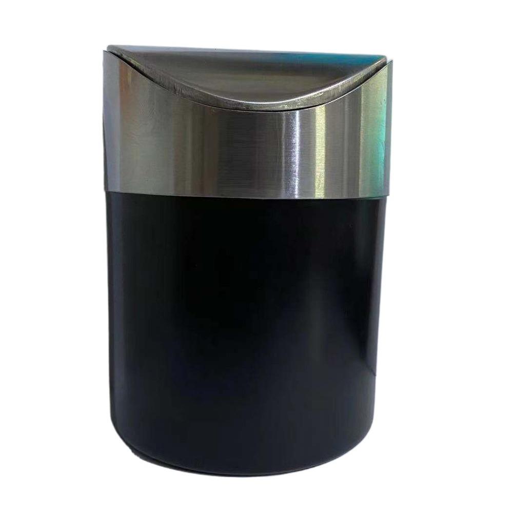 Dust-proof Mini Flip Trash Can Stainless Steel Creative Storage Bin Desktop Trash Can Makeup Brush