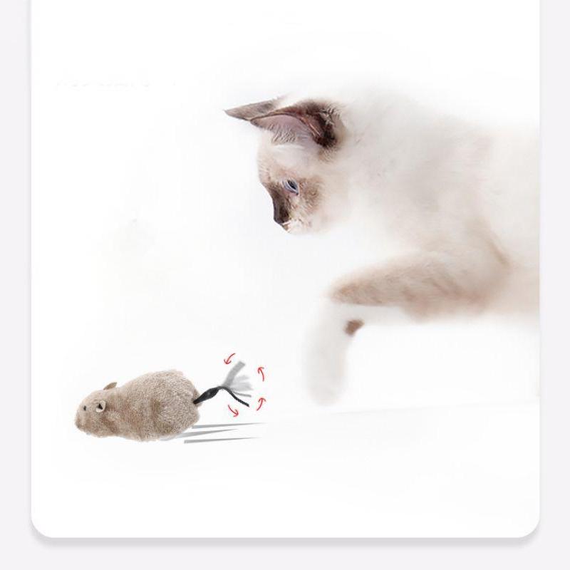 1pc Funny Lifelike Plush Mouse Running Rat Toy for Cats Dogs Tail Mouse Pets Kids Random Color