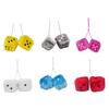 Fuzzy Plush Dice with Dots Retro-style Dice Square Mirror Hanging Couple 3-inch for Car Interior Ornament Decorations