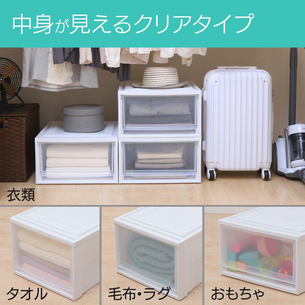 Iris Ohyama Ящик для хранения Костюм для одежды из 3 штук Контейнер для одежды Ширина 39 x Глубина 50 x Высота Размер для шкафа 23,2 см Гардеробная Белый/Прозрачный BC-L 1)L