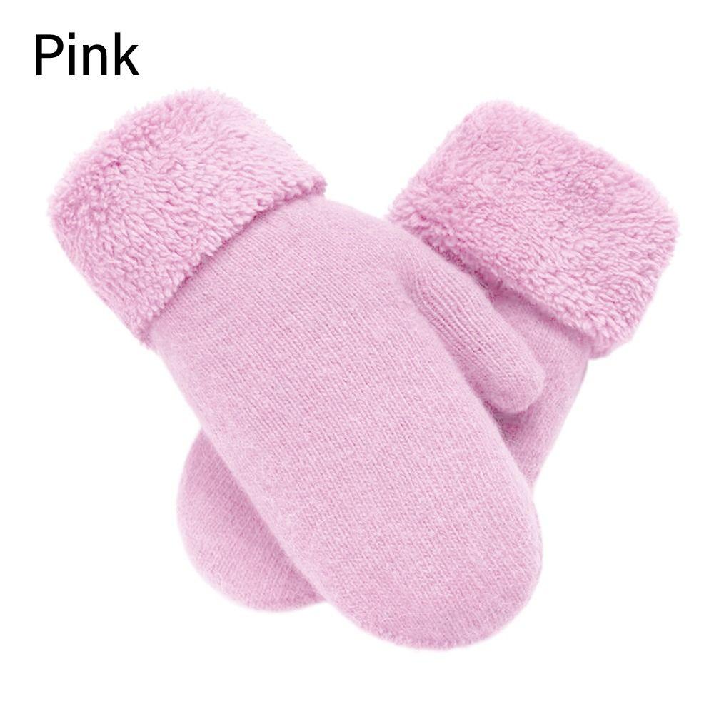 Двухслойные перчатки с закрытыми пальцами, вязаные из шерсти и кашемира, плюшевые варежки для холодной погоды на открытом воздухе