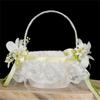 Элегантная свадебная корзина для цветов для церемонии, корзина для девочки-цветочницы с кружевной отделкой, удобная ручка для держания, корзина для цветов для невесты