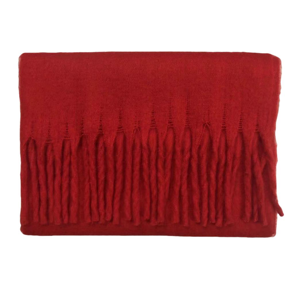 Solid Color Mohair Loop Yarn Scarf Women's Autumn and Winter New High-end Versatile Warm Scarf Shawl Dual-purpose