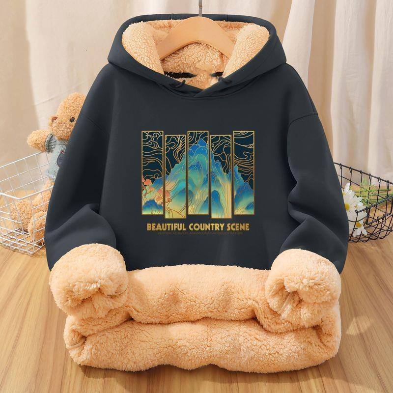 Мужская бархатная толстовка с капюшоном National Trend — утолщенная, теплая куртка из овчины для осени/зимы 2022 года, молодежная и стильная.