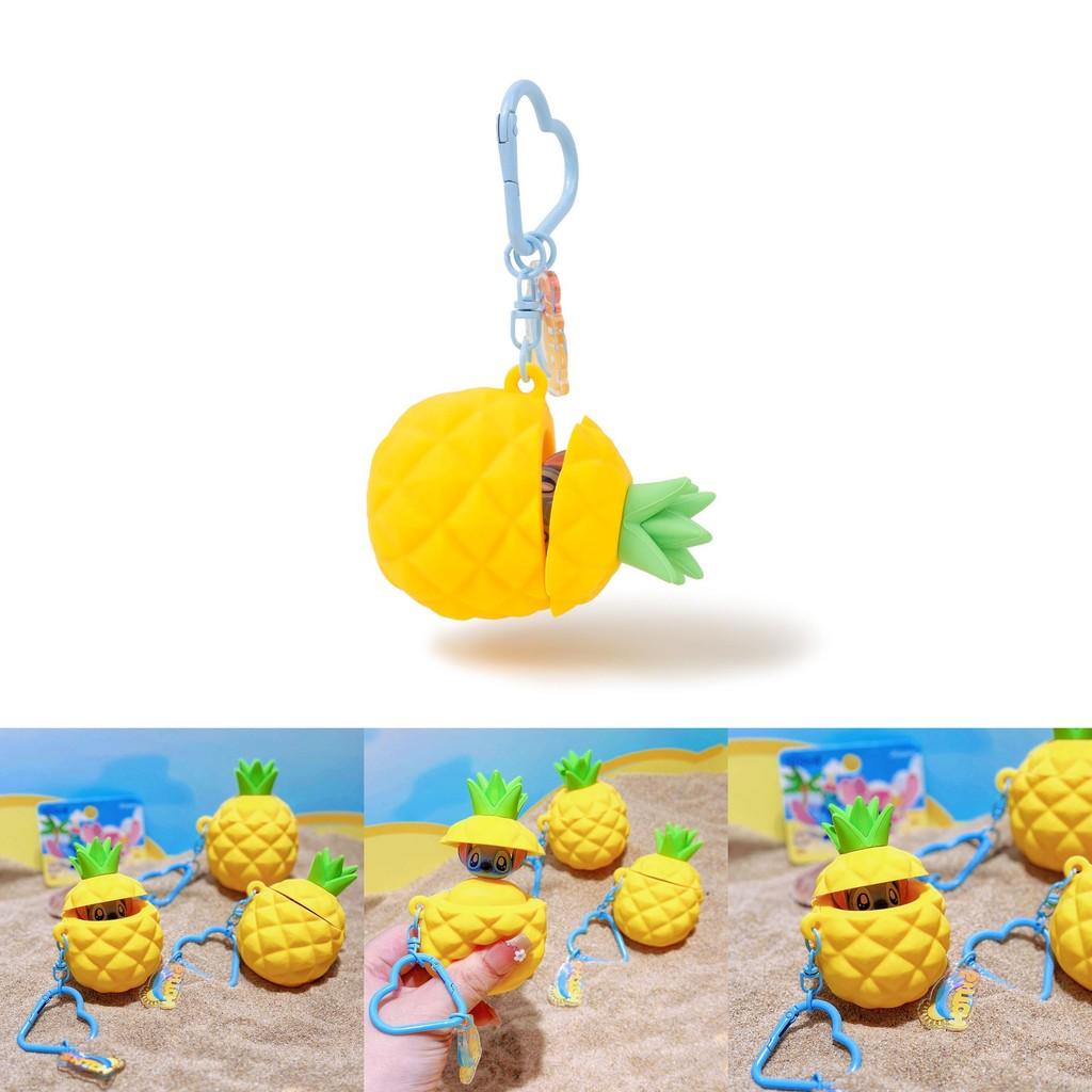 Stitch Summer Beach Collection Pineapple Silicone Keychain With Cute Character Design For Kids And Teens