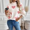 2025 Autumn/Winter Women's Christmas Love Jacquard Knit Sweater - European/American Style Semi-High Neck