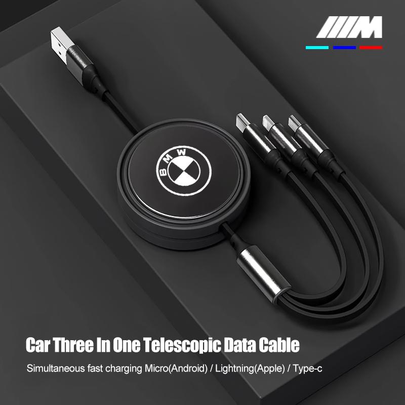 XMVPW1 For BMW Hot 2025 Car 3 In 1 Fast Scalable Charger USB Type-C Ports Data Cable For BMW X1 X2 X3 X5 X4 X6 X7 E46 E90 G30 G20 G32 G