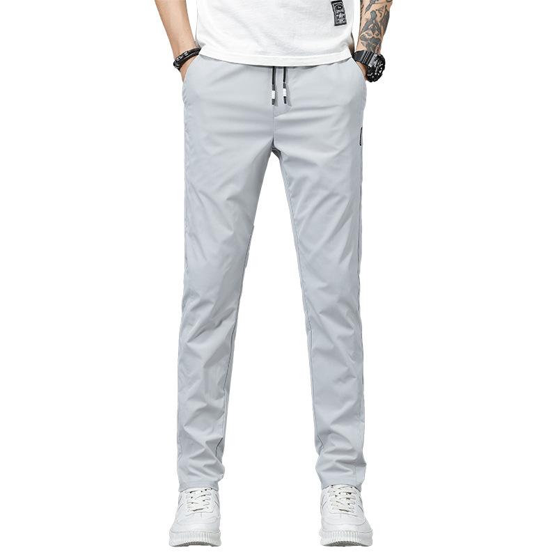 Осенне-зимний новый стиль с плюшевым утолщением/обычные мужские спортивные повседневные брюки с эластичной резинкой на талии, прямые брюки с короткими штанинами, теплые эластичные облегающие