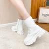 Korean Version of Women's Shoes New Street Cross Strap Side Zipper Platform Locomotive Short Boots Martin Women's Boots