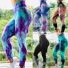 Tie Dye Print Fitness Leggings Tummy Control Women High Waist Ruched High Elastic Yoga Leggings Activewear