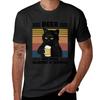 Funny Black Cat With Beer Vintage Art Beer T-Shirt boys whites anime clothes sweat mens graphic t-shirts pack