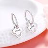 Double Four-leaf Clover Love Letter Earrings Female Personality Temperament Ear Buckle Versatile Fashion Small Fresh Ear Jewelry