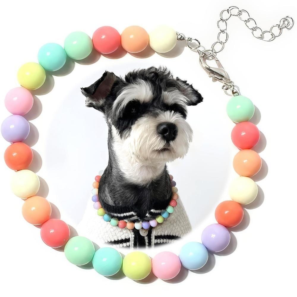 Adjustable Dog Collar Necklace Acrylic Pet Pearl Necklace Elegant Pearl Dog Collar Pet Supplies