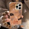 Leather Cartoon Suitable for 16promax IPhone Case IPhone 15 Full Screen Cat 14 Plush Rope 13 Autumn and Winter