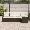 VidaXL Ensemble de canapé de jardin 5 pièces avec coussins en rattan poly marron 3345698