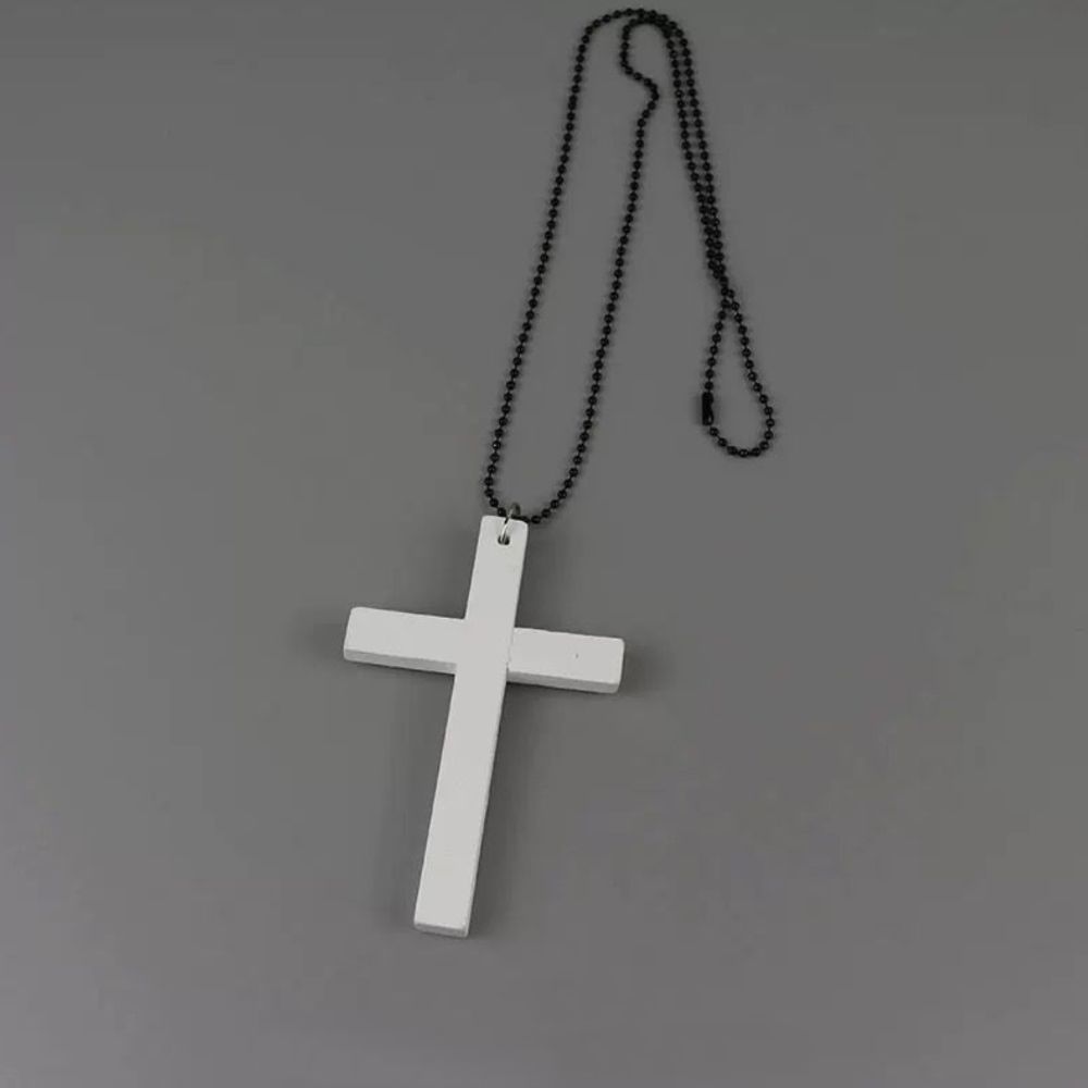 Black Hip Hop Necklace Punk Gothic Sweater Chain Vintage Wood Cross Pendants Necklace  Gifts
