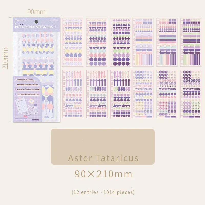 12 шт./набор прозрачных липких заметок, однотонные цифры, буквы, точки, стиль скрапбукинга, журнал, наклейка, маркер для ключевых слов для изучения