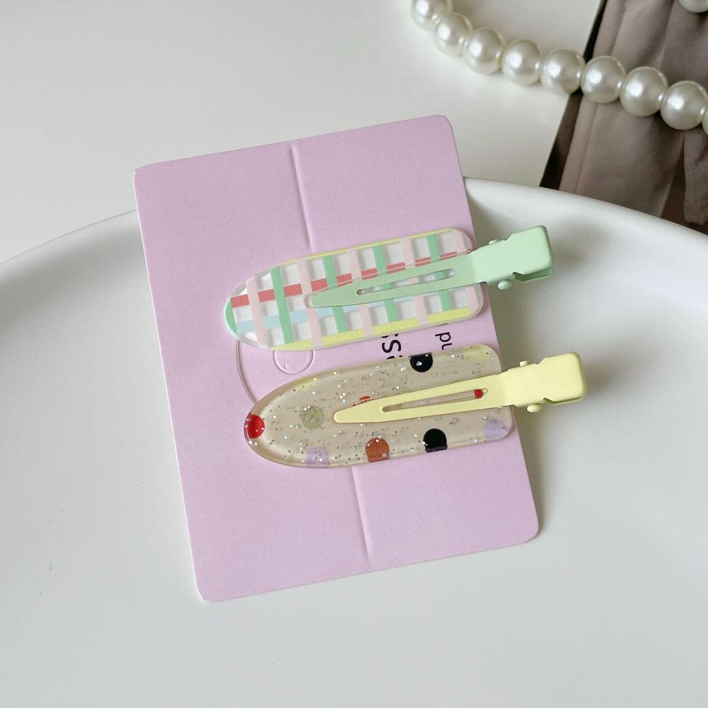 "2-Pack Y2K Fresh Juice Series Duckbill Hair Clips - Cute, Seamless, Side Bang Accessories"