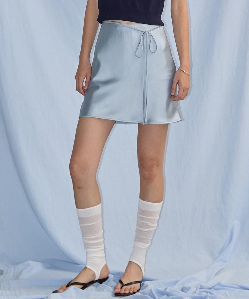 City Breeze Satin Mini Skirt_Light Blue