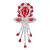4Pcs Wedding Bridal Brooch Bright Red Sparkling Exquisite Design Crystal Bouquet Brooch for Party Ball Anniversary