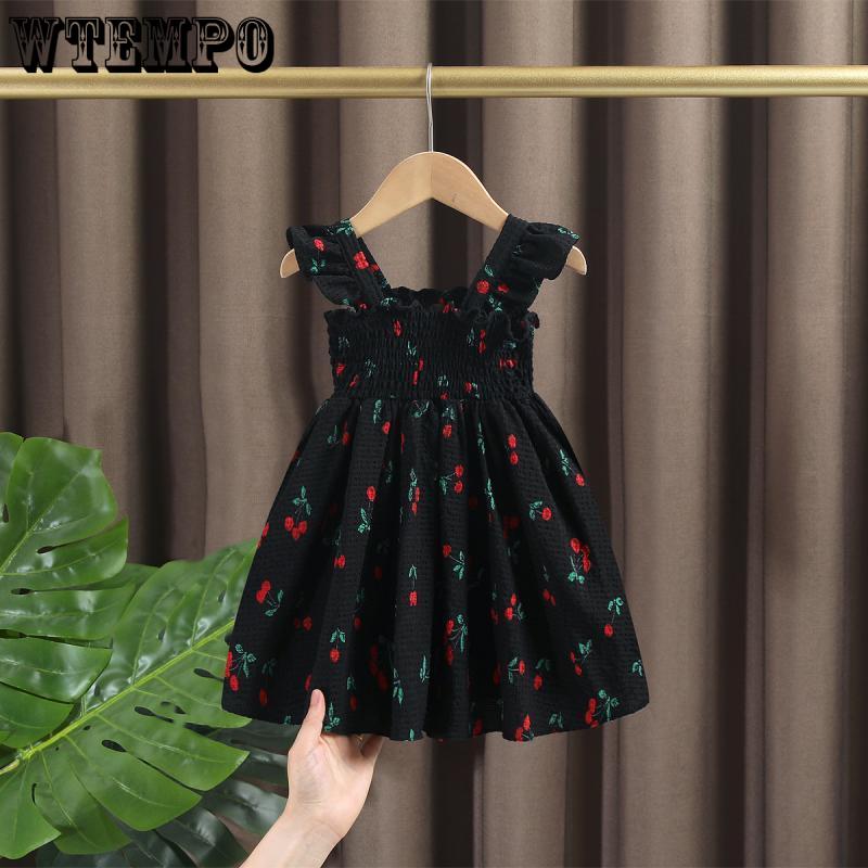 Girls' Camisole Dress Summer Dress Baby Girl's Stylish Flying Sleeve Floral Dress Korean Vest Princess Dress