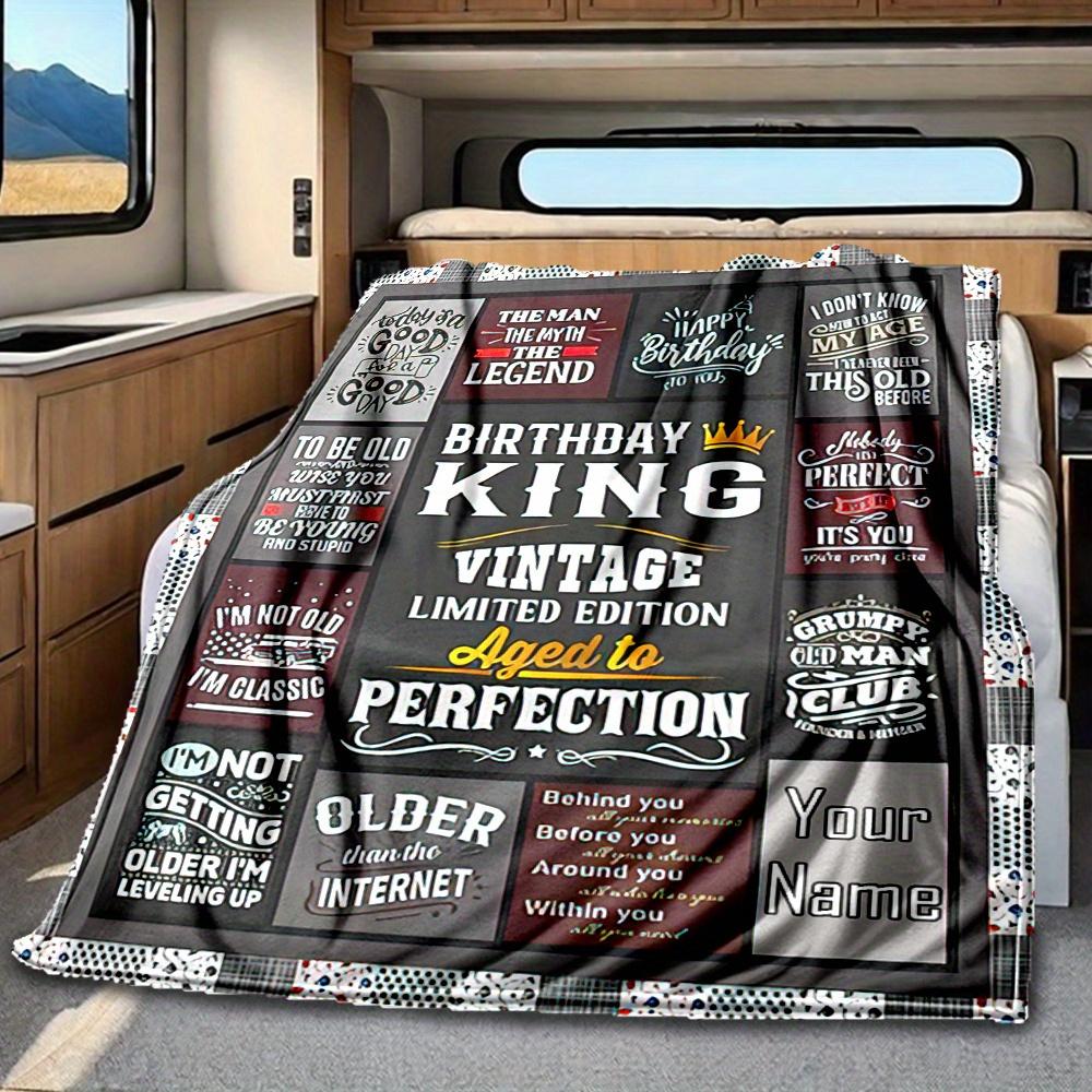 Super Dad Happy Father'S Day Blanket Personalized Name Soft Comfortable Stylish Blanket Car Blanket Perfect For Travel Camping Outdoor Home Suitable