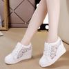 Fashion Women's Breathable Lace Height Increasing Sneakers Wedge Platform Casual Sports Shoes Spring 5CM High Heels Tennis Creepers HOT