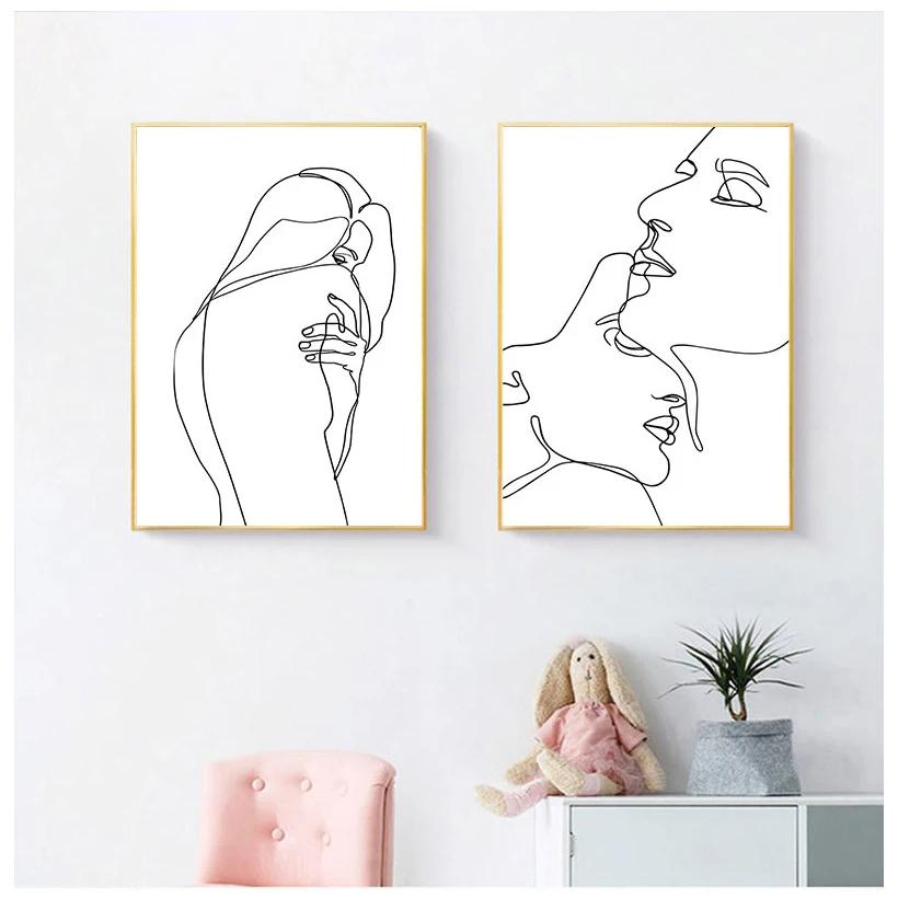 Абстрактная минималистичная сексуальная линия женская настенная живопись на холсте плакаты на скандинавскую тему и принты настенные панно для гостиной домашний декор