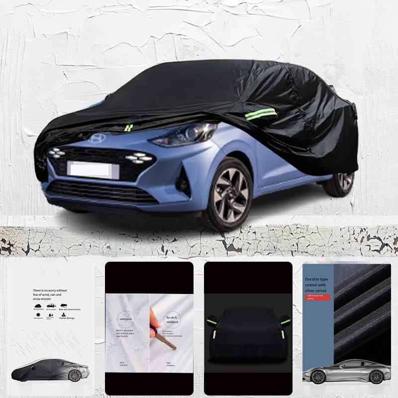 Для Hyundai i10 Чехол для автомобиля Внешний чехол для автомобиля Защита на открытом воздухе Полный чехол для автомобиля Водонепроницаемый Защита от солнца УФ-защита Снежный чехол Черный