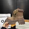 Fashion AJGS Ankle Work Boots Women Chunky Platform Chelsea Non Slip Women Shoes Designer Winter New Lace Up Casual Brand Trendy