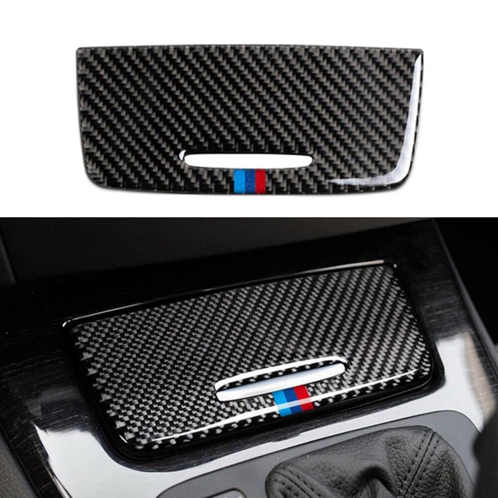 Carbon Fiber Auto Storage Box Panel Trim Cover Decoration Stickers Interior For BMW E90 E92 E93 3 Series 2005-12 Car Accessories