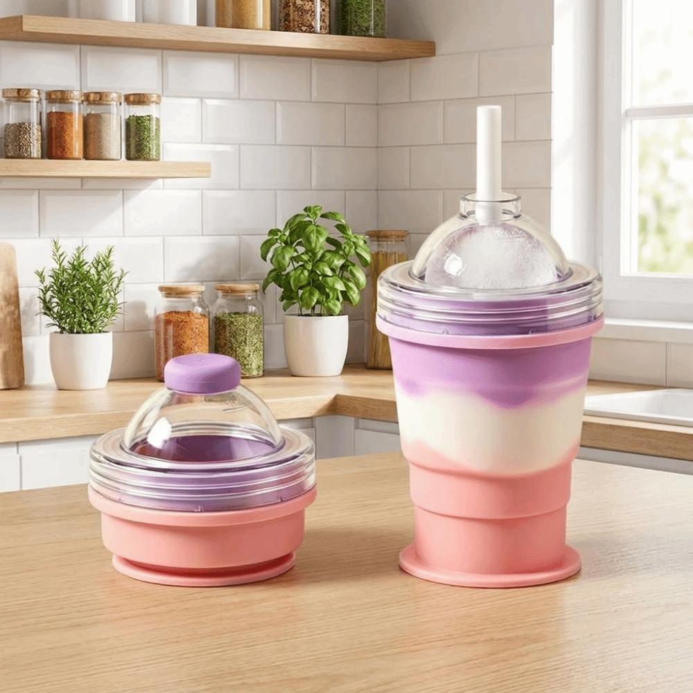 Silicone Foldable Ice Ball Cup Food Grade Collapsible Silicone Cup Portable Travel Tumbler  Office