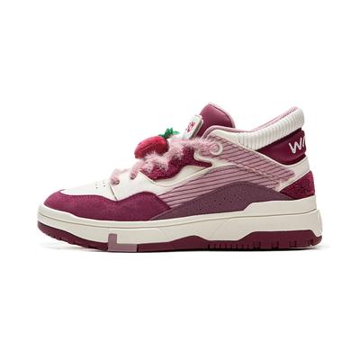 Disney X Li Ning Wei Wu Mid Thick Bottom Classic Trendy High Top Sneakers Women Sneakers White Pink AGCU156-4